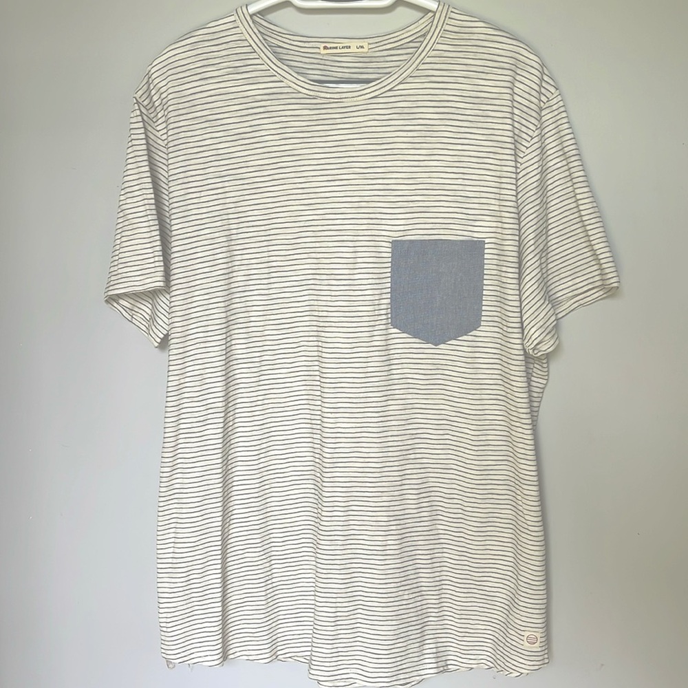 Marine Layer Striped Short Sleeve Tee - White and Blue